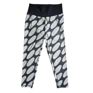 Womens Black & White Patterned High-Waist Leggings